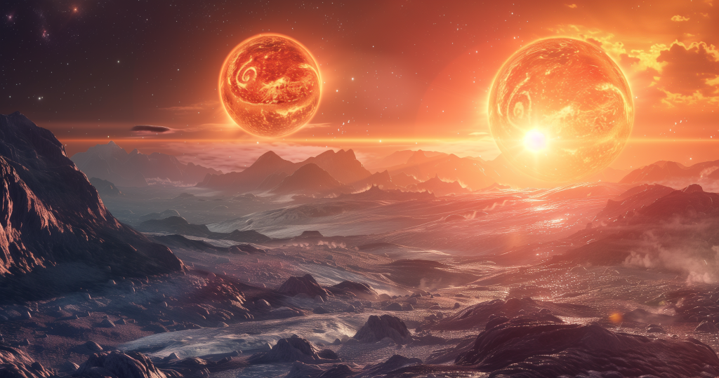 andrew galb a realistic space scene with two suns in the far ba 7da40046 7671 4db5 88bc 6716f930947a